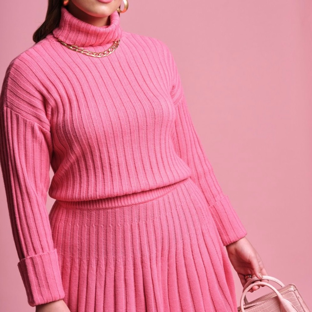 Pink Cropped Turtleneck Sweater ELOQUII